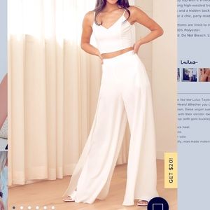 Lulu’s two piece white jump suit